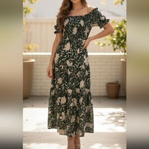 Baltic Born Green and White Floral Maxi Dress